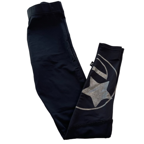 Terez Split Star Eyed Foil Print Leggings Girls Size Medium - Picture 4 of 11